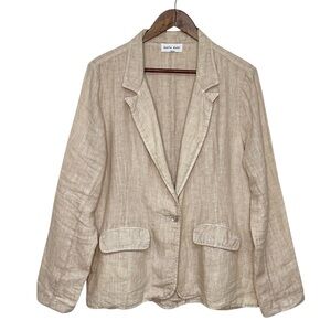 Bella Dahl Longline Linen Blazer Jacket Tan Size Large